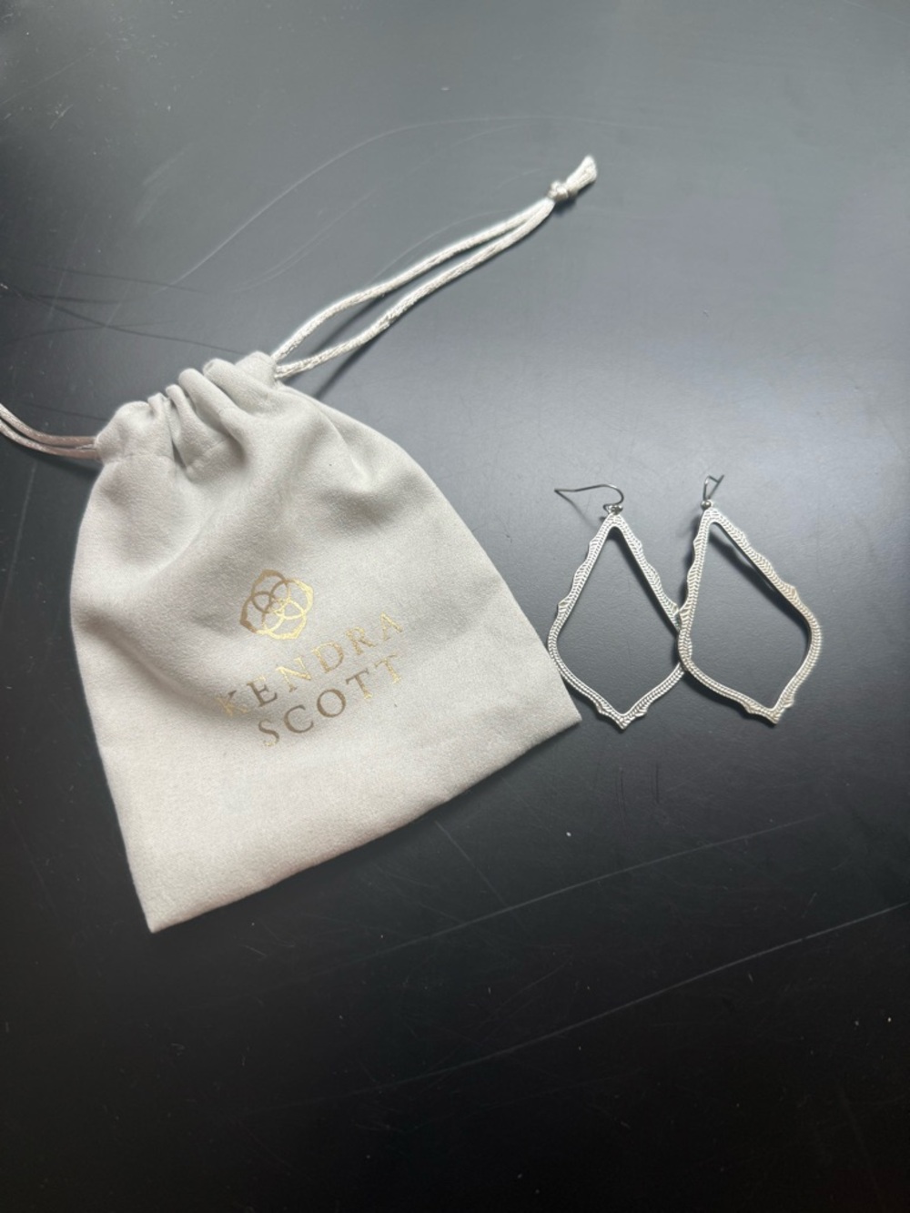 Kendra Scott Silver Textured Open Teardrop Earrings